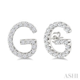 1/8 Ctw Initial 'G' Single Cut Diamond Earrings in 10K White Gold